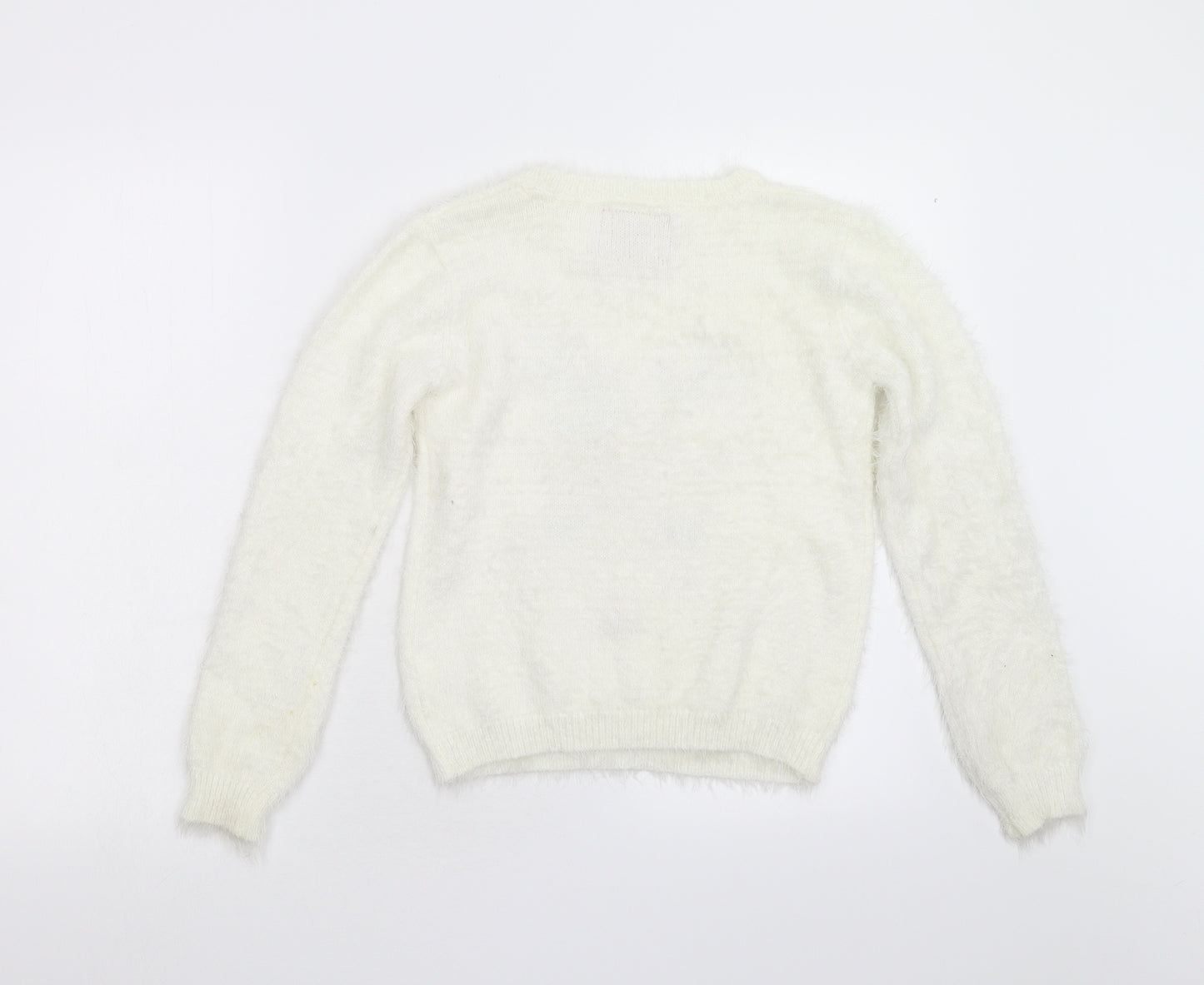 Primark Girls Ivory  Knit Pullover Jumper Size 12-13 Years  - Reindeer