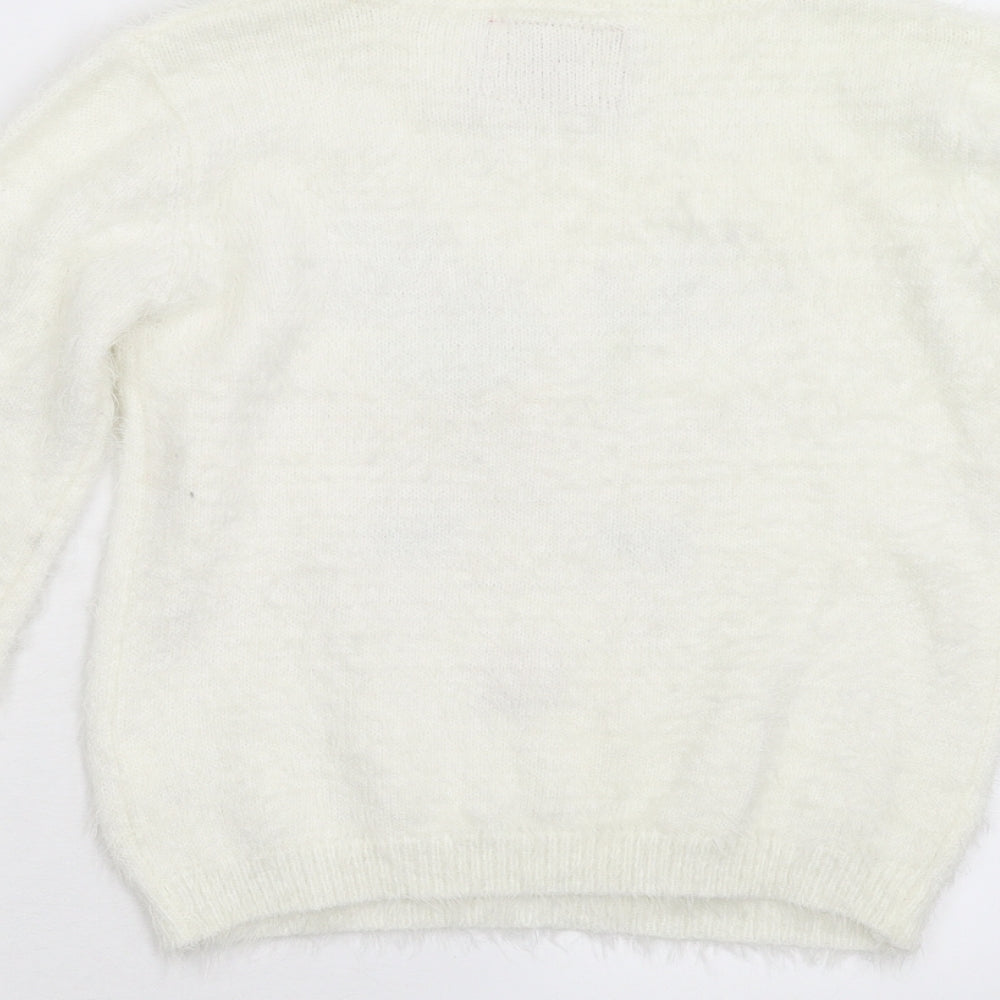 Primark Girls Ivory  Knit Pullover Jumper Size 12-13 Years  - Reindeer