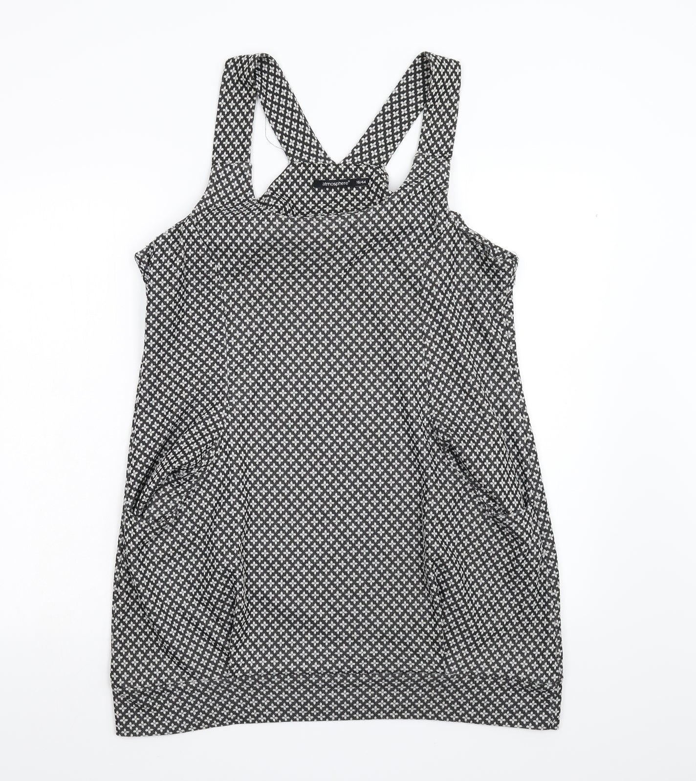 Primark Womens Grey Geometric  Pinafore/Dungaree Dress  Size 16
