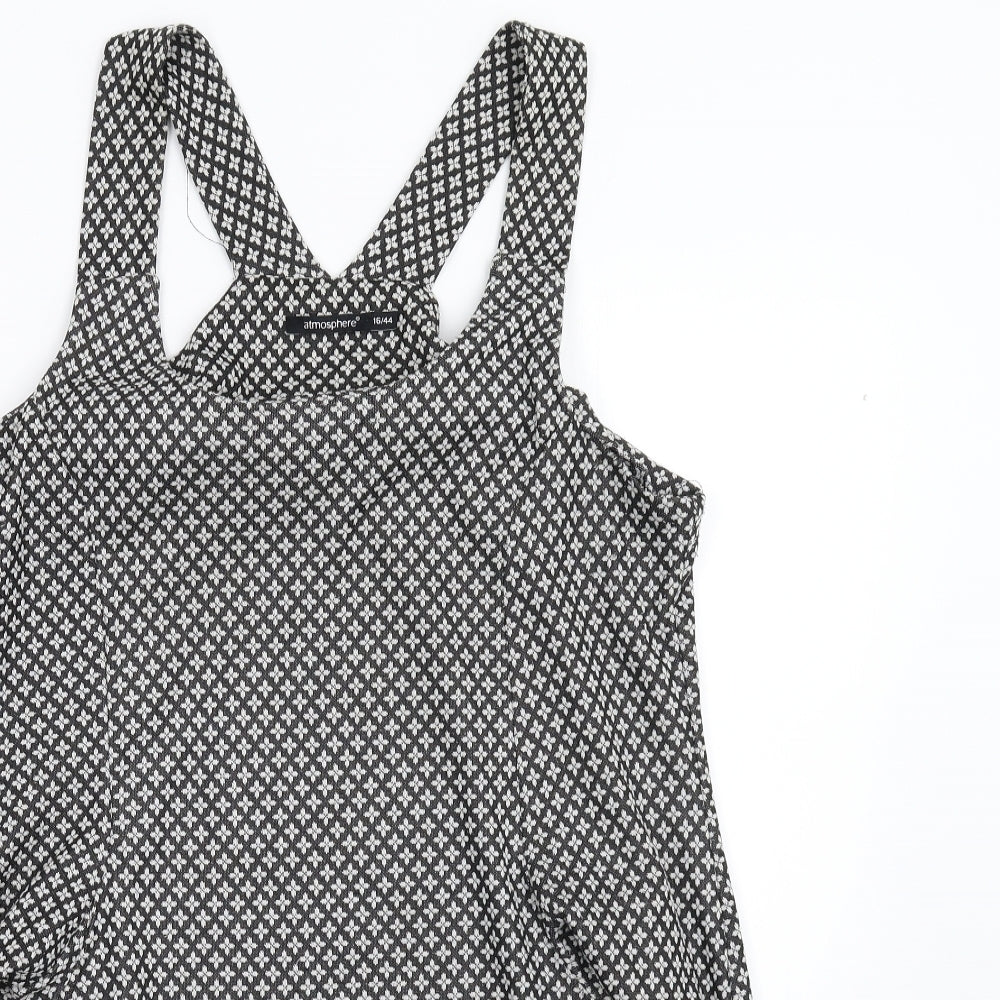 Primark Womens Grey Geometric  Pinafore/Dungaree Dress  Size 16