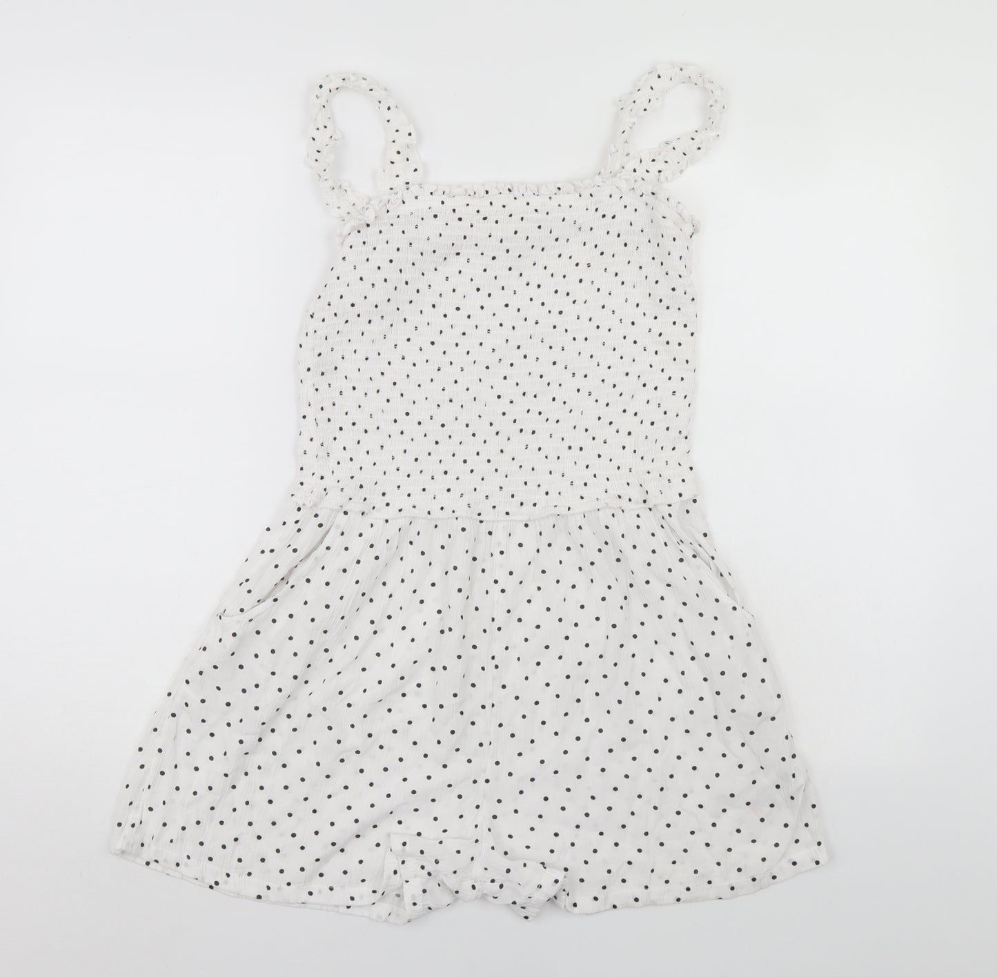 NEXT Womens White Polka Dot  Jumpsuit One-Piece Size 12