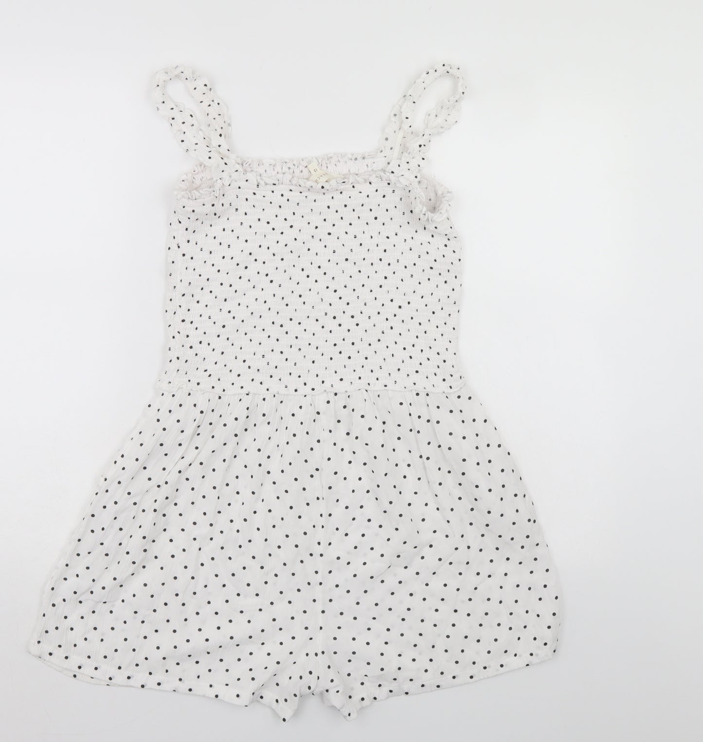 NEXT Womens White Polka Dot  Jumpsuit One-Piece Size 12
