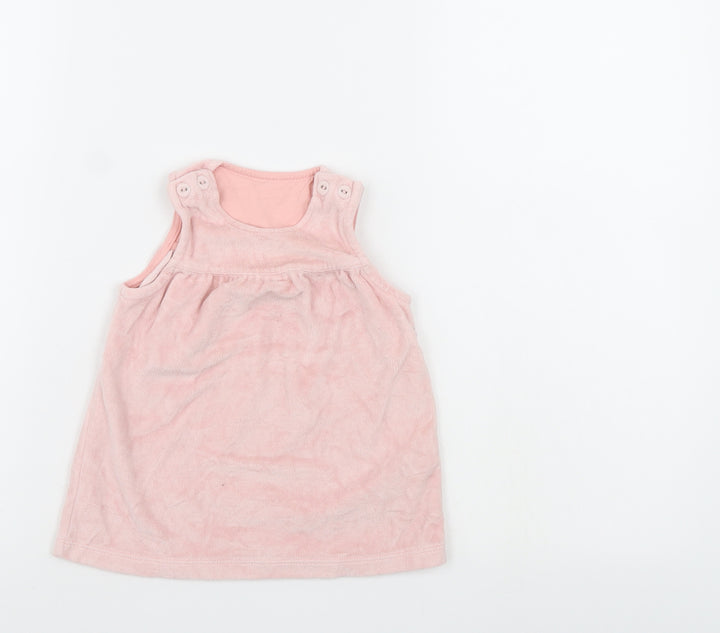 M&S Girls Pink   Pinafore/Dungaree Dress  Size 3-6 Months