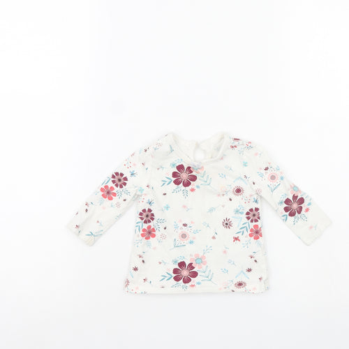 George Girls White Floral  Pullover Jumper Size 3-6 Months