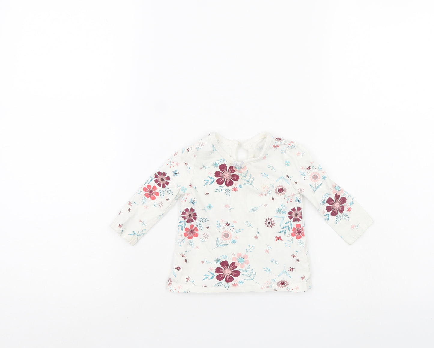 George Girls White Floral  Pullover Jumper Size 3-6 Months