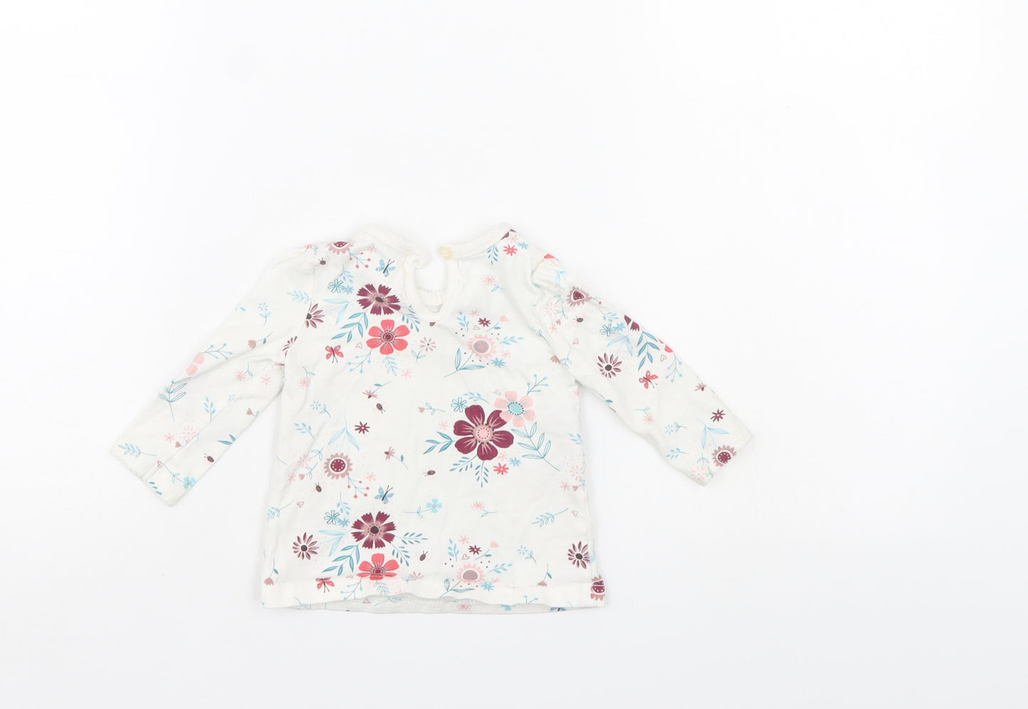George Girls White Floral  Pullover Jumper Size 3-6 Months
