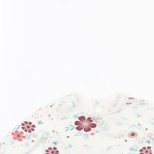 George Girls White Floral  Pullover Jumper Size 3-6 Months