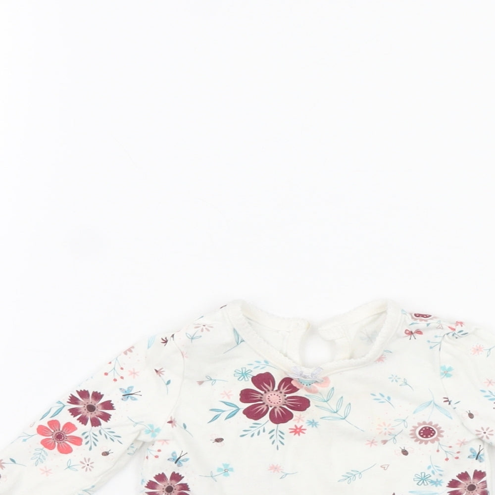George Girls White Floral  Pullover Jumper Size 3-6 Months