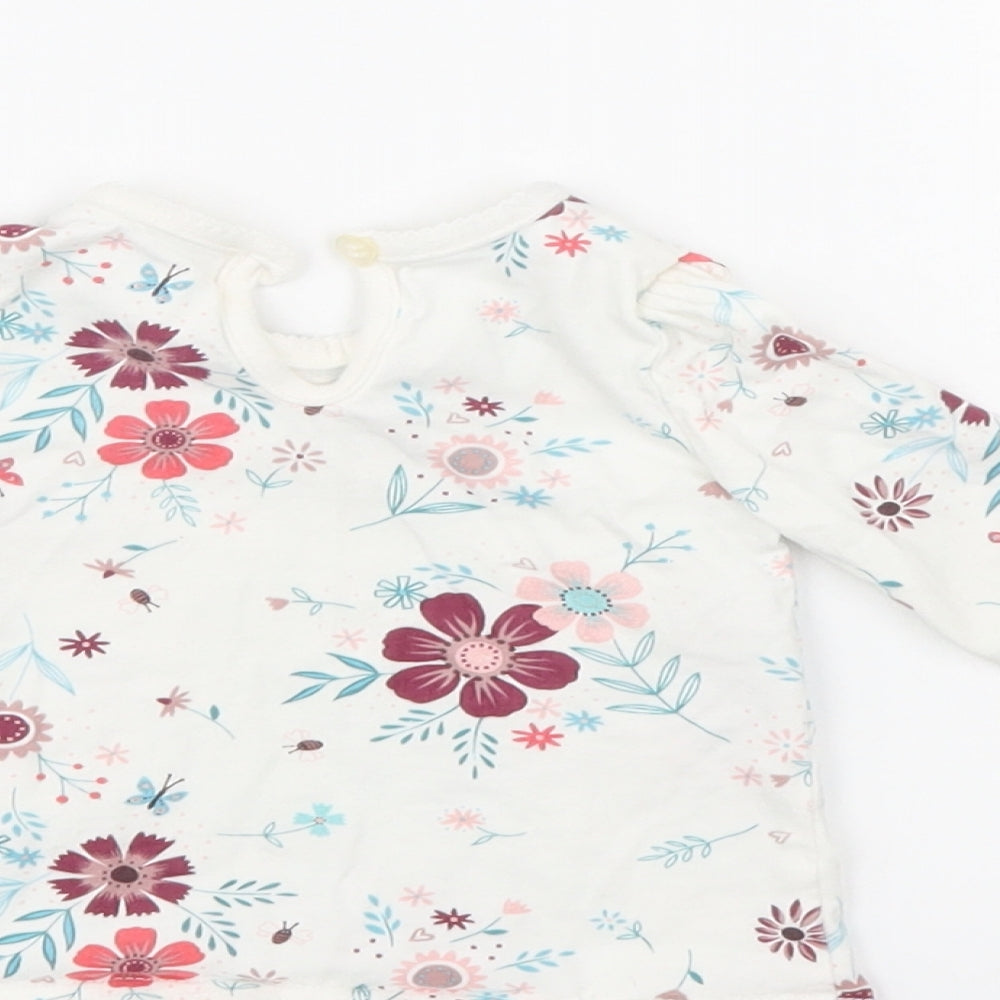 George Girls White Floral  Pullover Jumper Size 3-6 Months