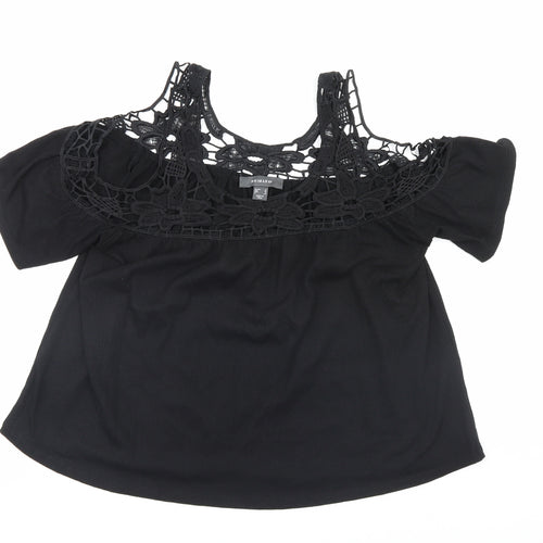 Priark Womens Black Floral  Basic Blouse Size 10