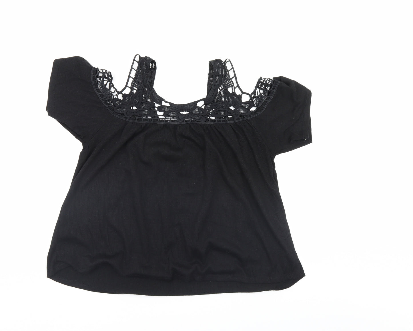 Priark Womens Black Floral  Basic Blouse Size 10