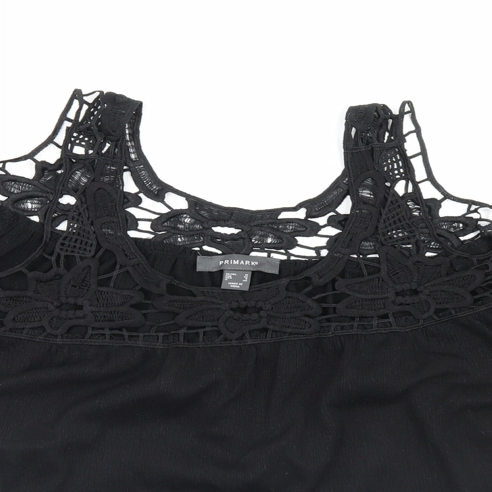 Priark Womens Black Floral  Basic Blouse Size 10