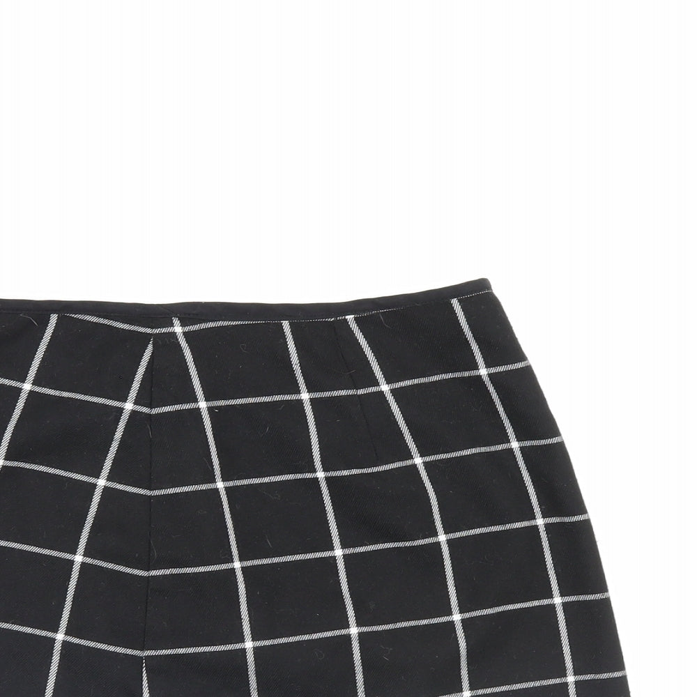 Miss Selfridge Womens Black Check  A-Line Skirt Size 14