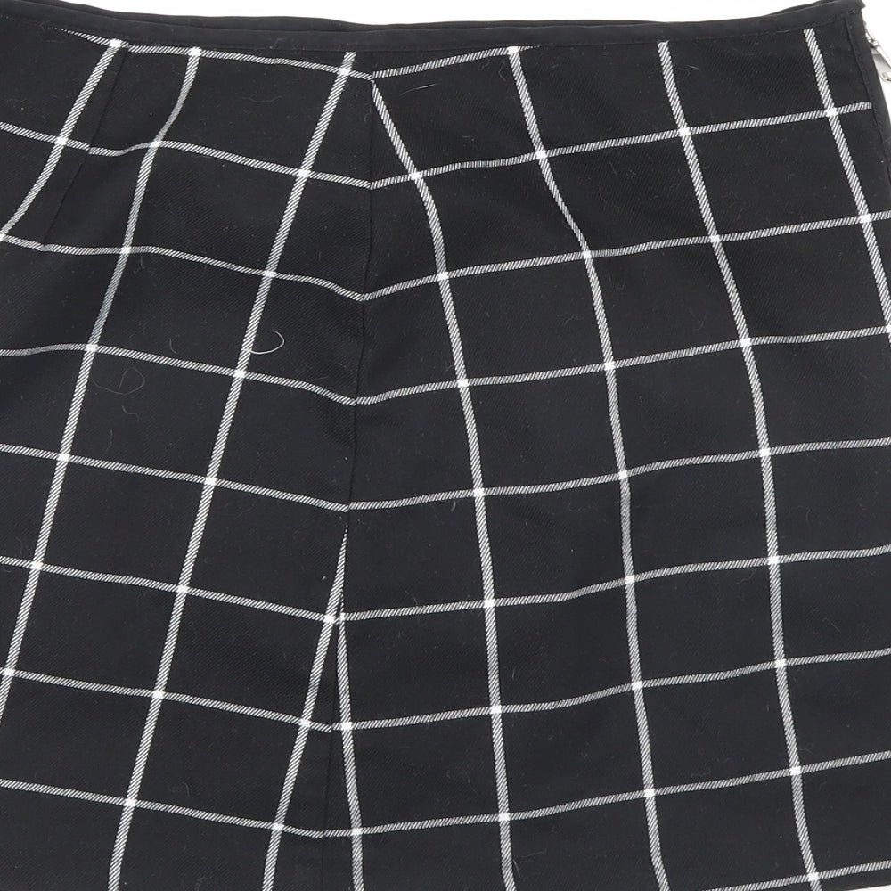 Miss Selfridge Womens Black Check  A-Line Skirt Size 14
