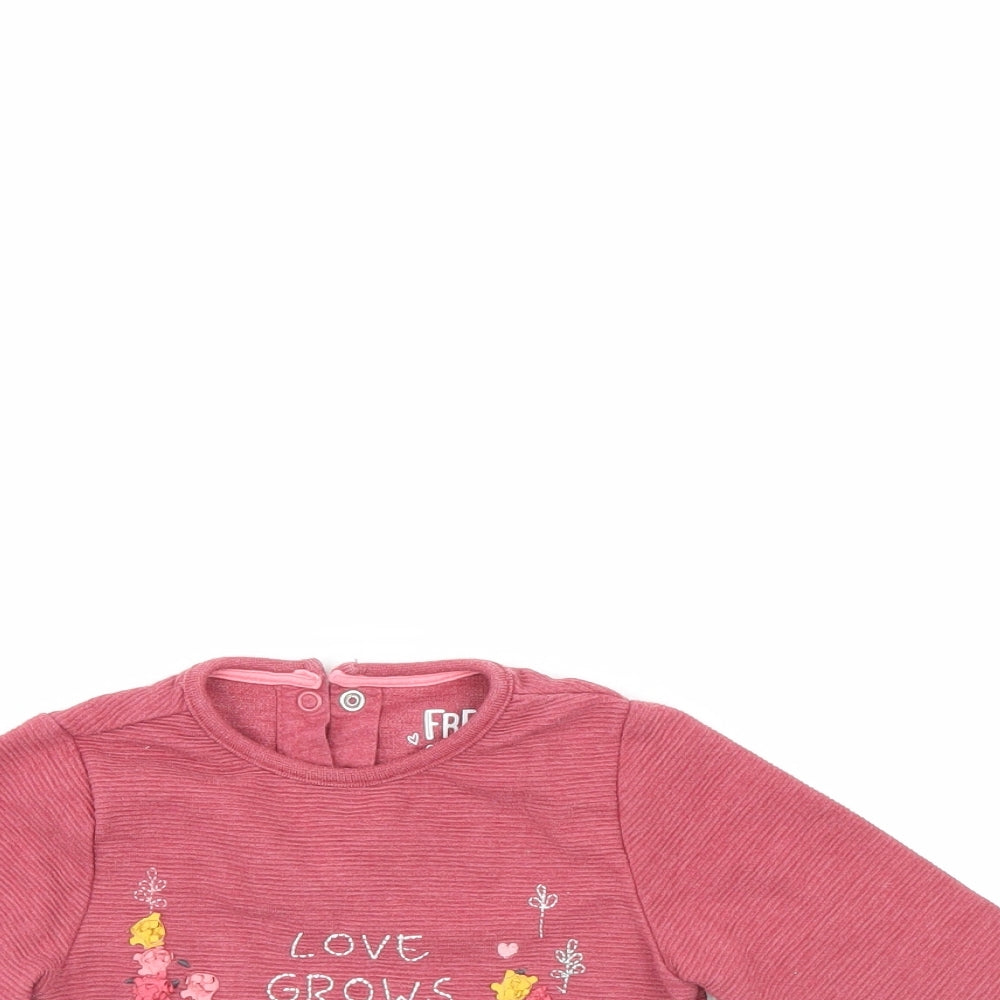 F&F Girls Red Floral  Pullover Jumper Size 18-24 Months