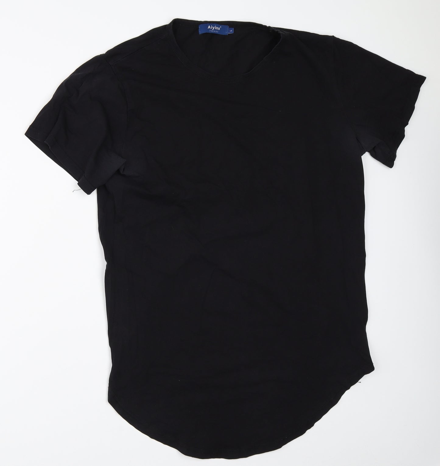 Aiyino Mens Black    T-Shirt Size L  - side zips