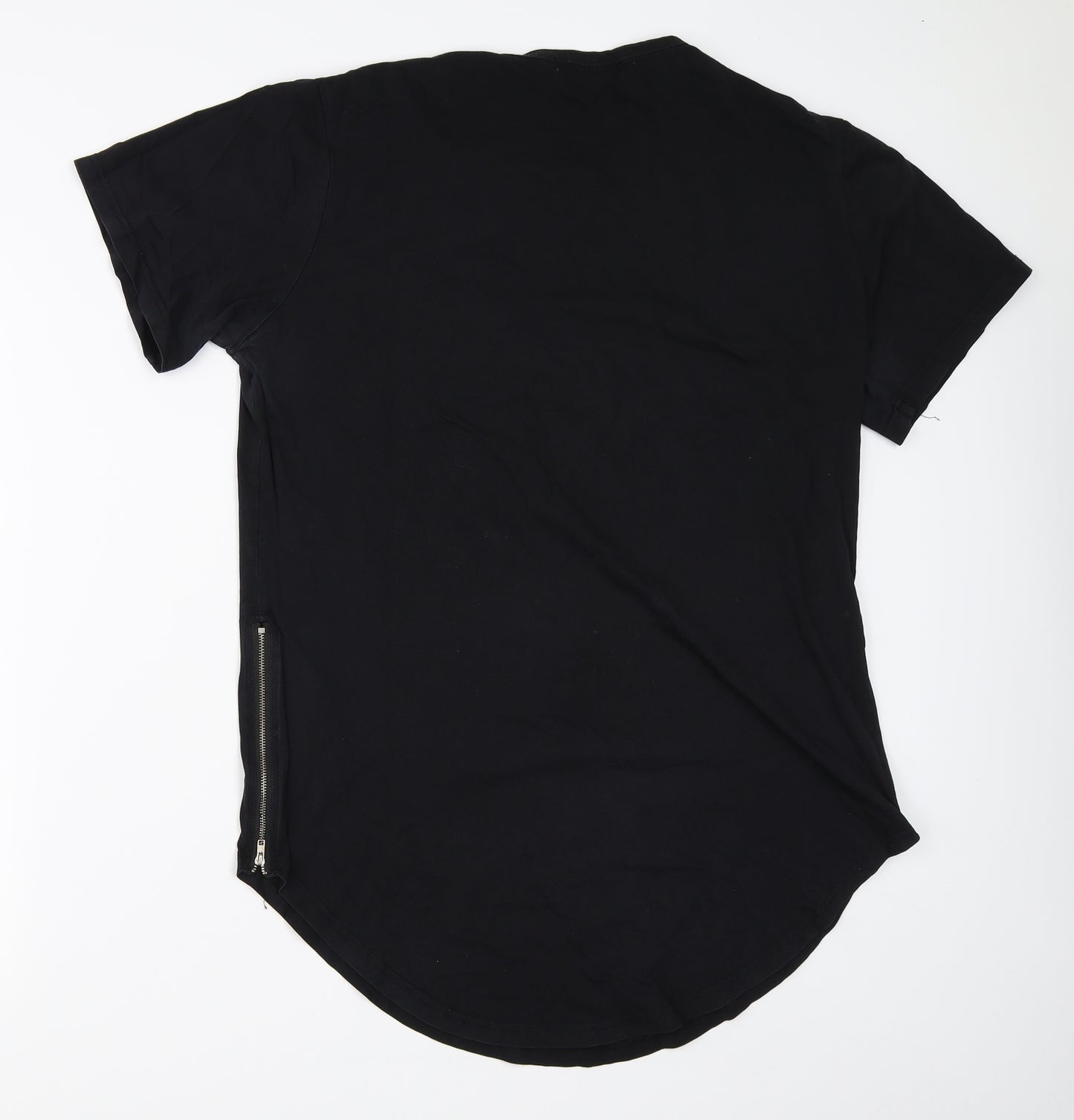 Aiyino Mens Black    T-Shirt Size L  - side zips