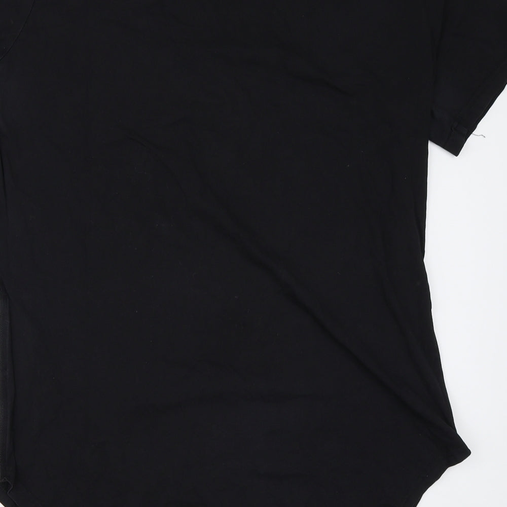 Aiyino Mens Black    T-Shirt Size L  - side zips