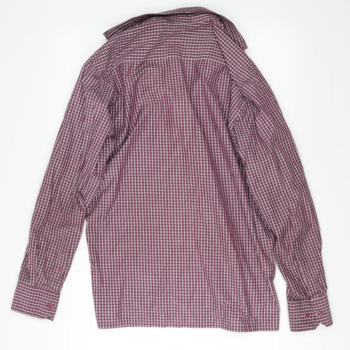 Peter England Mens Red Check   Button-Up Size L