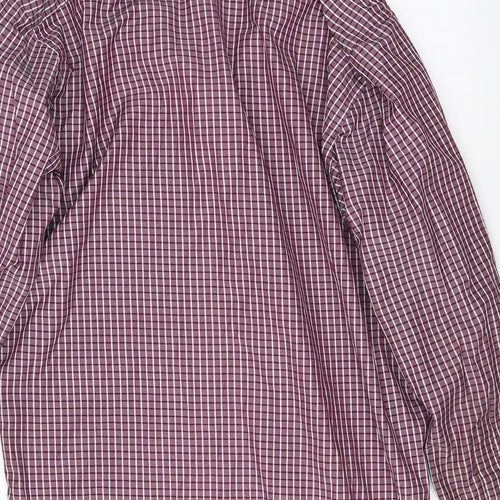 Peter England Mens Red Check   Button-Up Size L