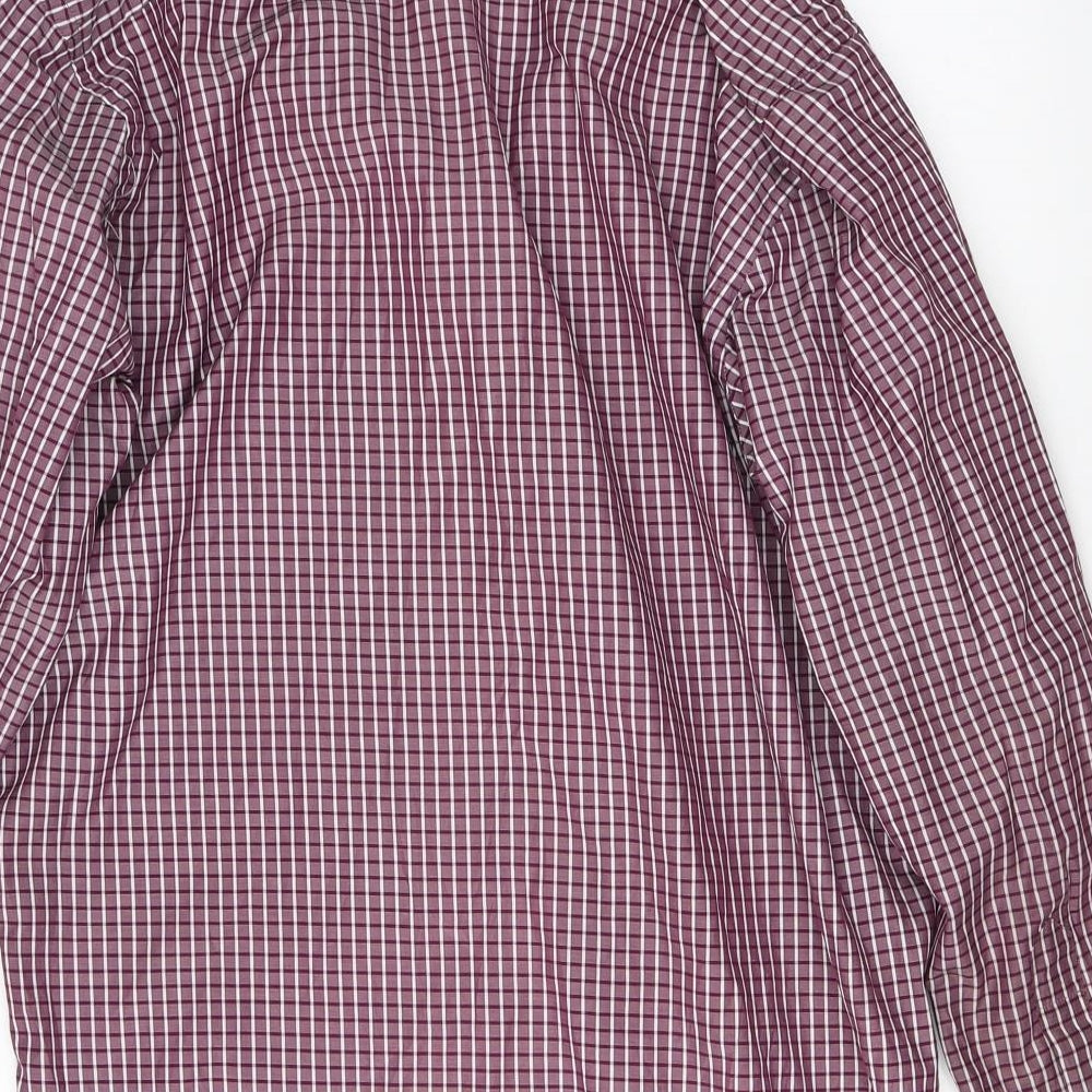 Peter England Mens Red Check   Button-Up Size L