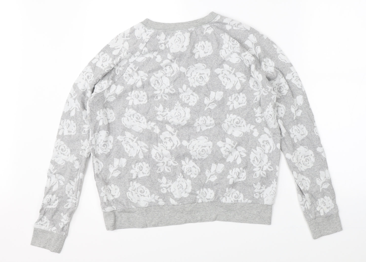 Bethany Mota Womens Grey Floral  Pullover Jumper Size M