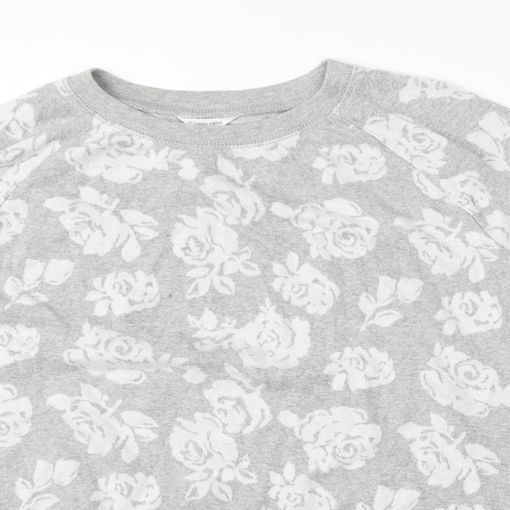 Bethany Mota Womens Grey Floral  Pullover Jumper Size M