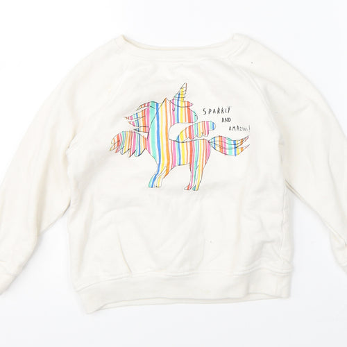 NEXT Girls White   Pullover Sweatshirt Size 6 Years  - unicorn
