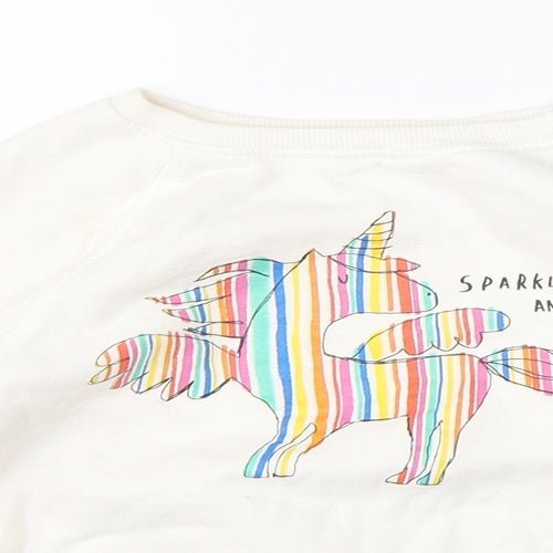 NEXT Girls White   Pullover Sweatshirt Size 6 Years  - unicorn