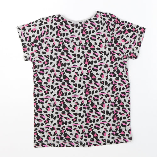 Primark Girls Grey Animal Print  Basic T-Shirt Size 7-8 Years