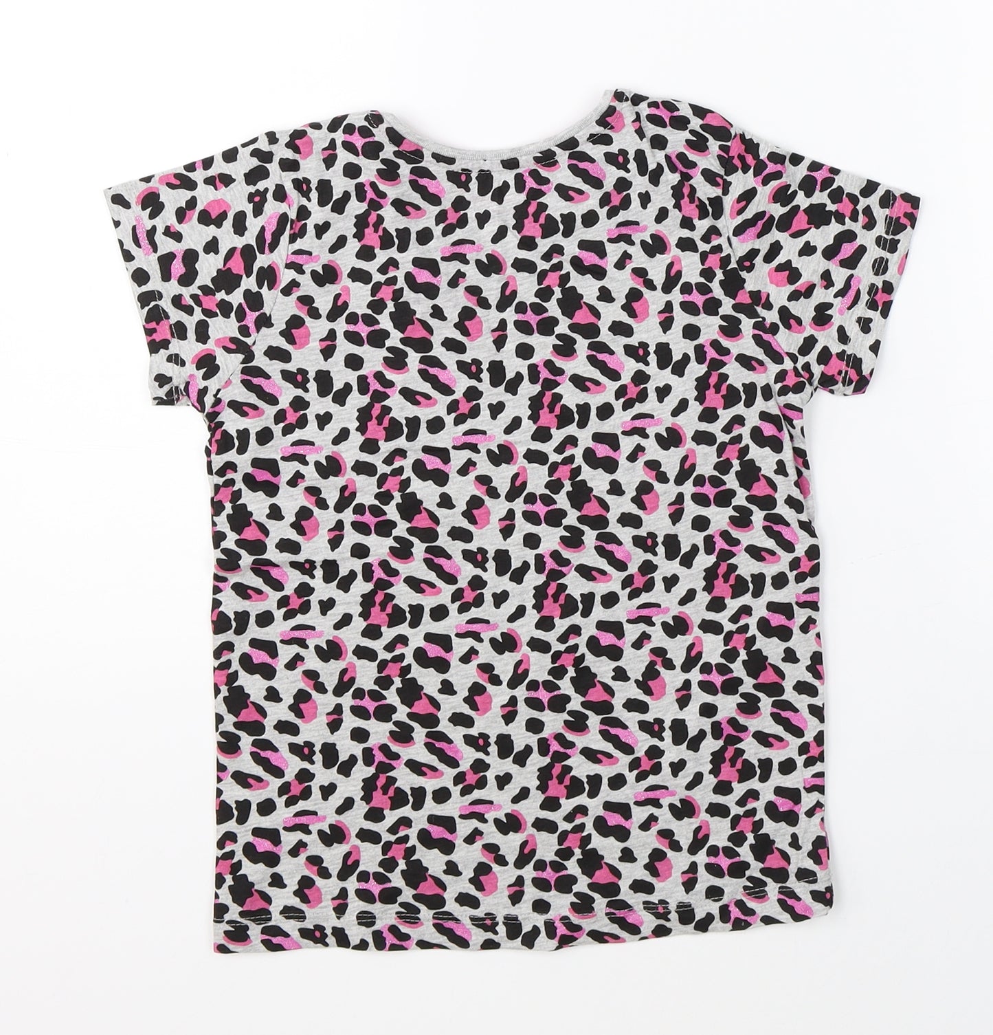 Primark Girls Grey Animal Print  Basic T-Shirt Size 7-8 Years