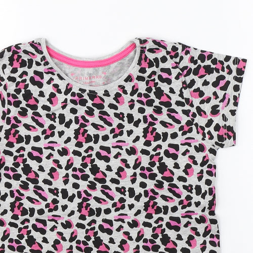 Primark Girls Grey Animal Print  Basic T-Shirt Size 7-8 Years