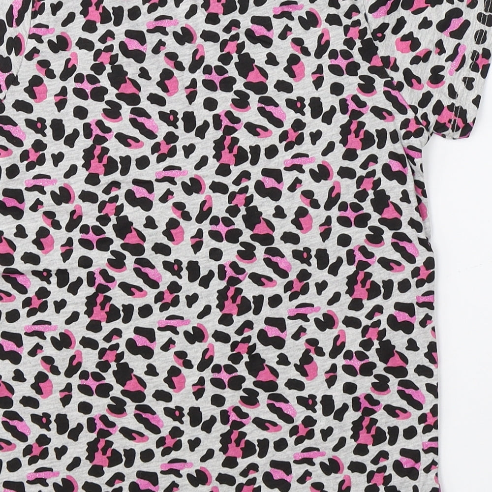 Primark Girls Grey Animal Print  Basic T-Shirt Size 7-8 Years