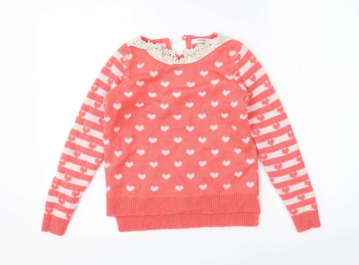 George Girls Pink  Knit Pullover Jumper Size 8-9 Years