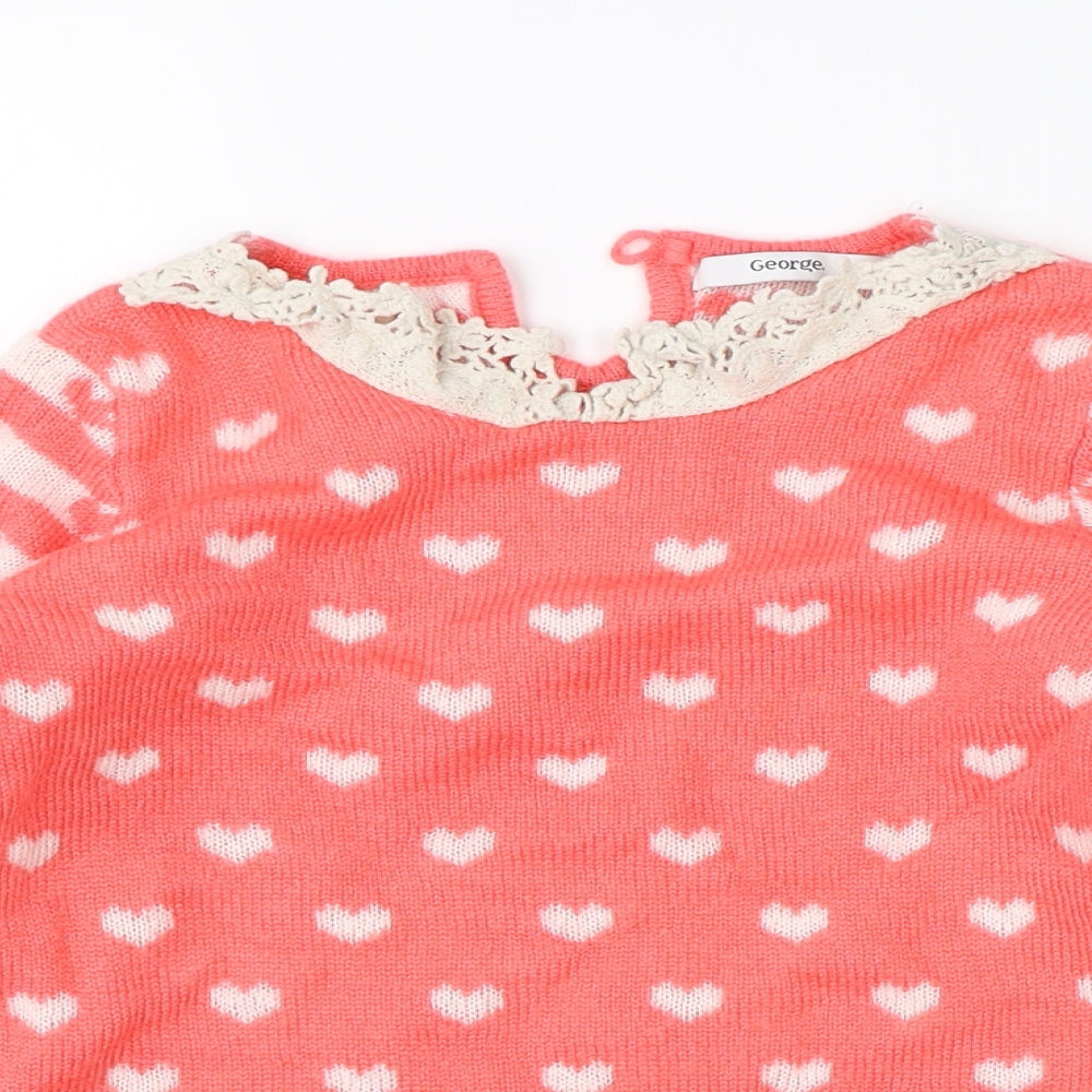 George Girls Pink  Knit Pullover Jumper Size 8-9 Years