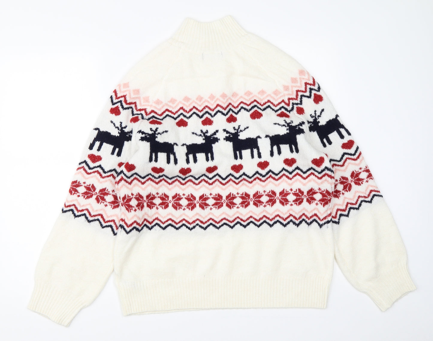 F&F Womens Beige  Knit Pullover Jumper Size 14  - christmas reindeer