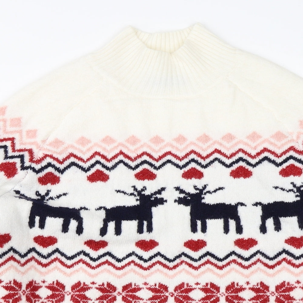 F&F Womens Beige  Knit Pullover Jumper Size 14  - christmas reindeer