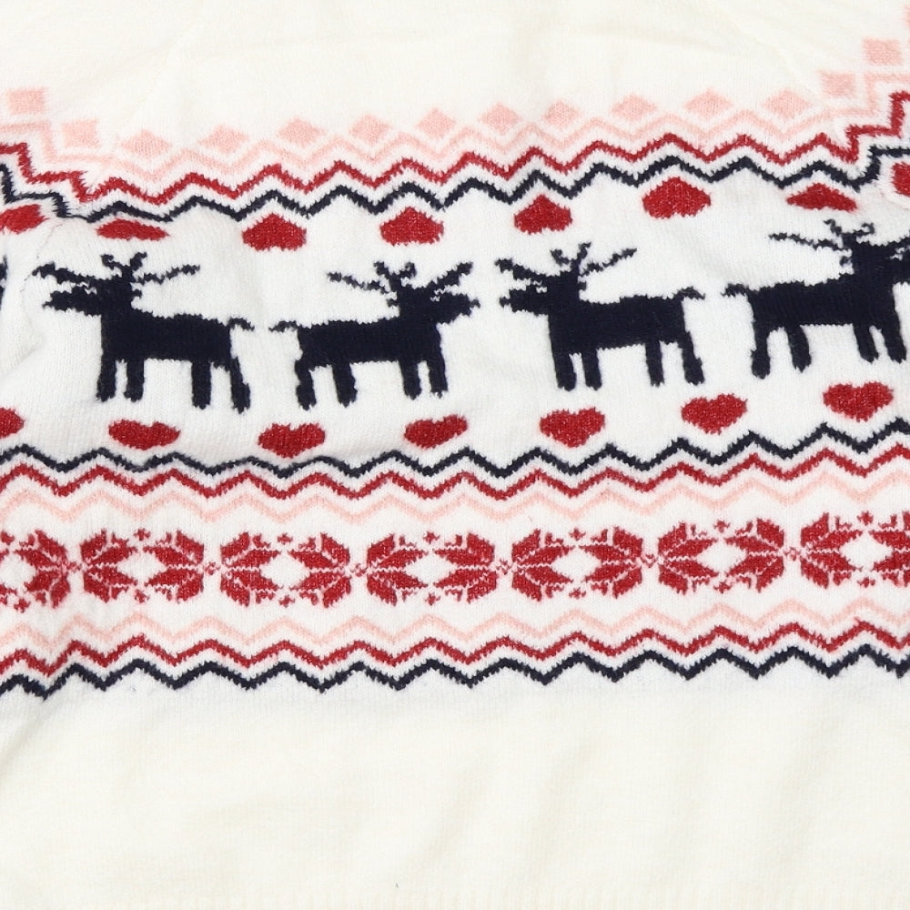 F&F Womens Beige  Knit Pullover Jumper Size 14  - christmas reindeer