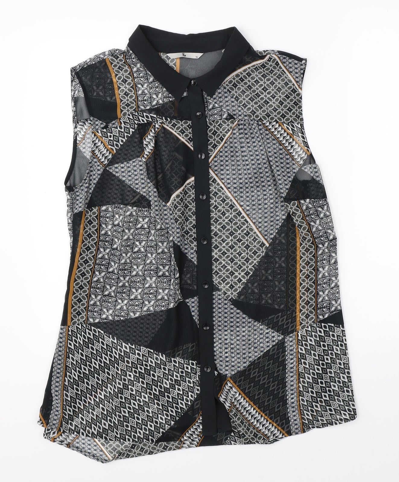 TU Womens Multicoloured Geometric  Basic Blouse Size 16