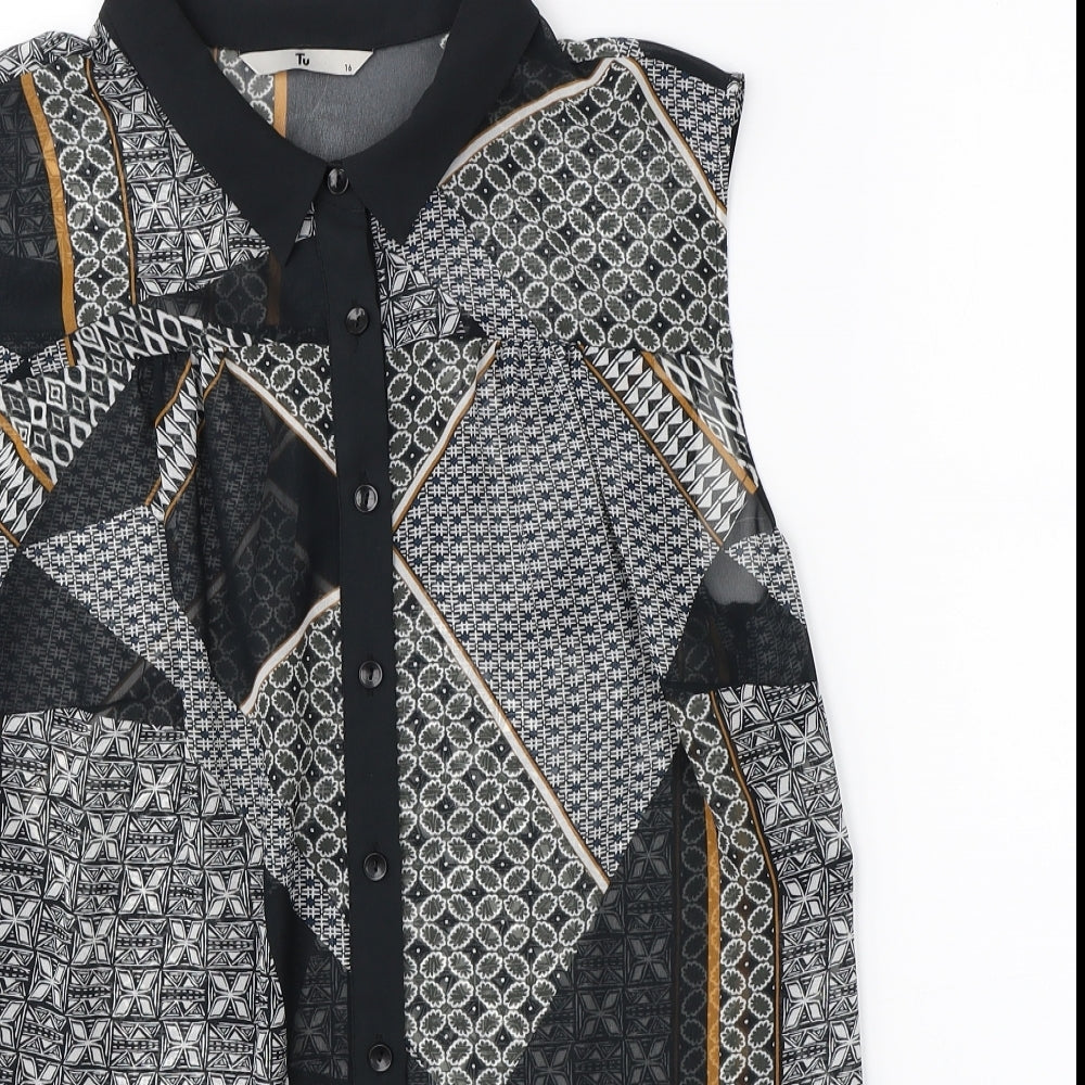 TU Womens Multicoloured Geometric  Basic Blouse Size 16