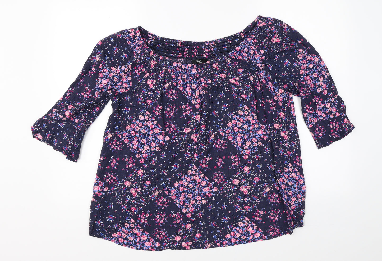 F&F Womens Purple Floral  Basic Blouse Size 14