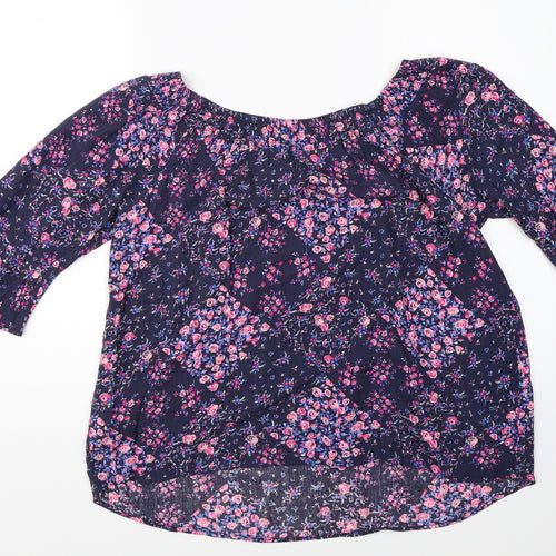 F&F Womens Purple Floral  Basic Blouse Size 14