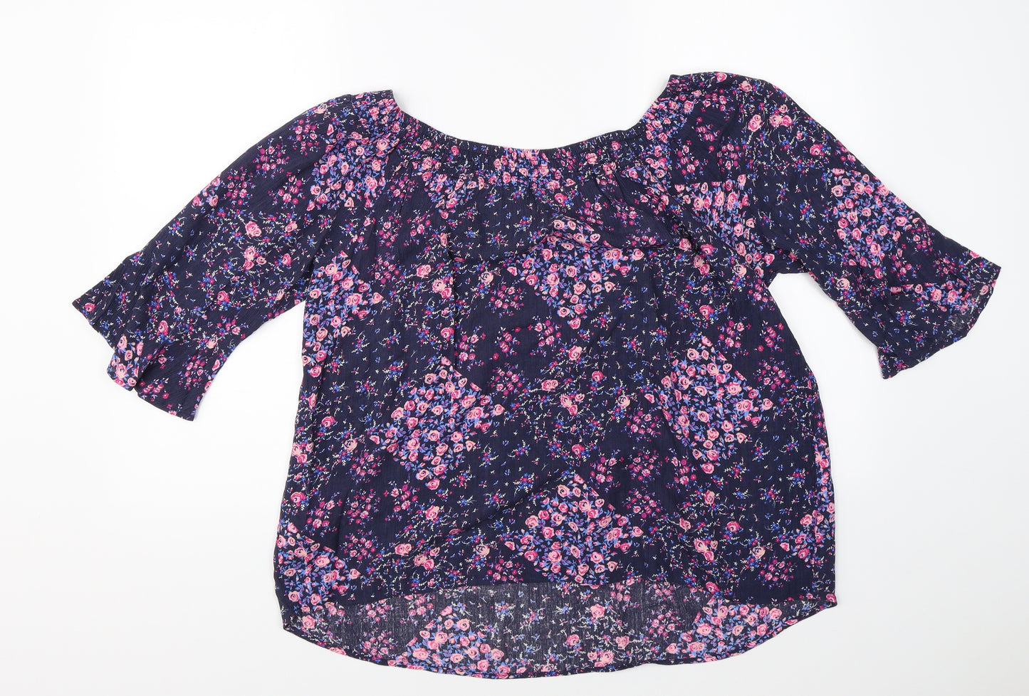 F&F Womens Purple Floral  Basic Blouse Size 14