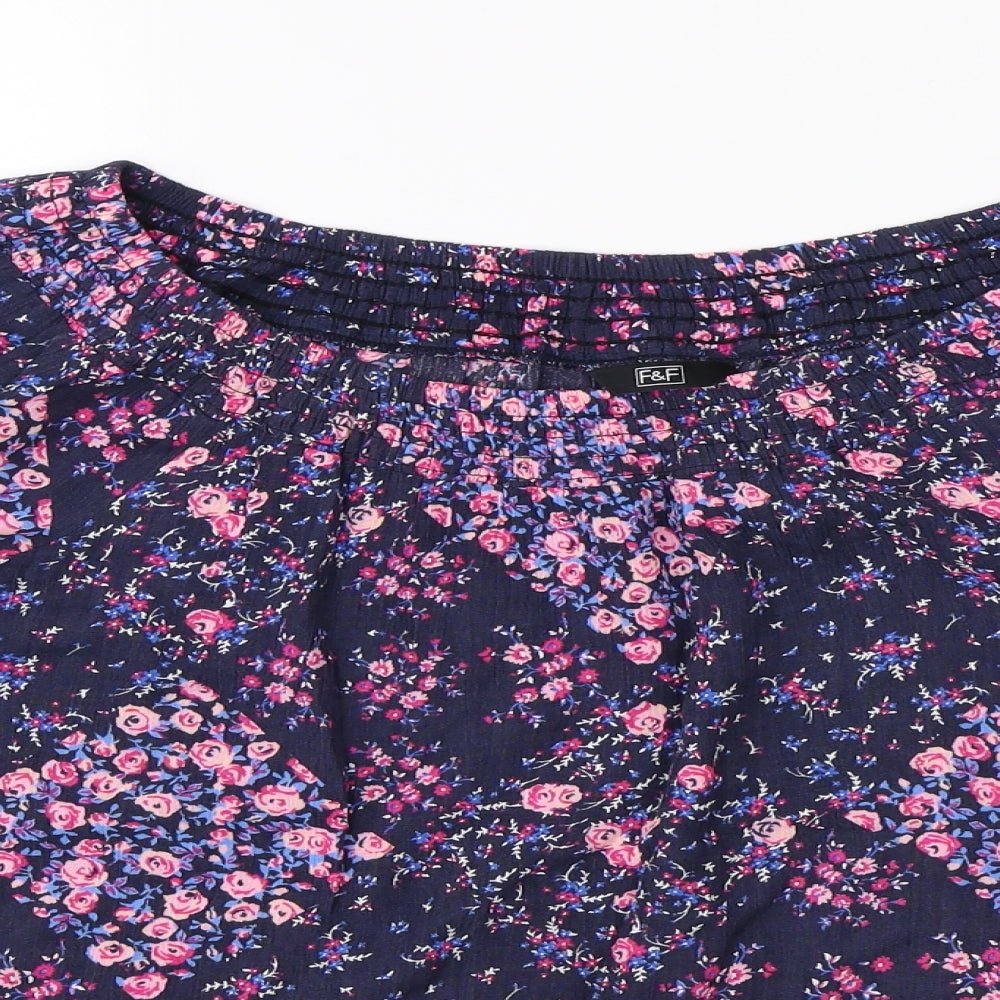 F&F Womens Purple Floral  Basic Blouse Size 14