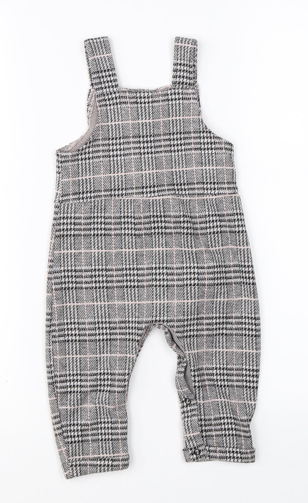 Primark Girls Grey Check  Dungaree One-Piece Size 6-9 Months