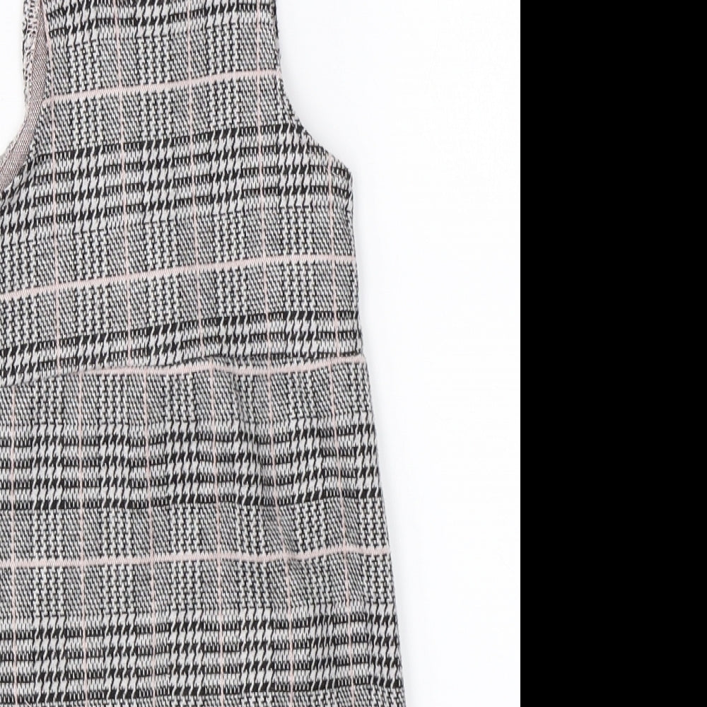 Primark Girls Grey Check  Dungaree One-Piece Size 6-9 Months