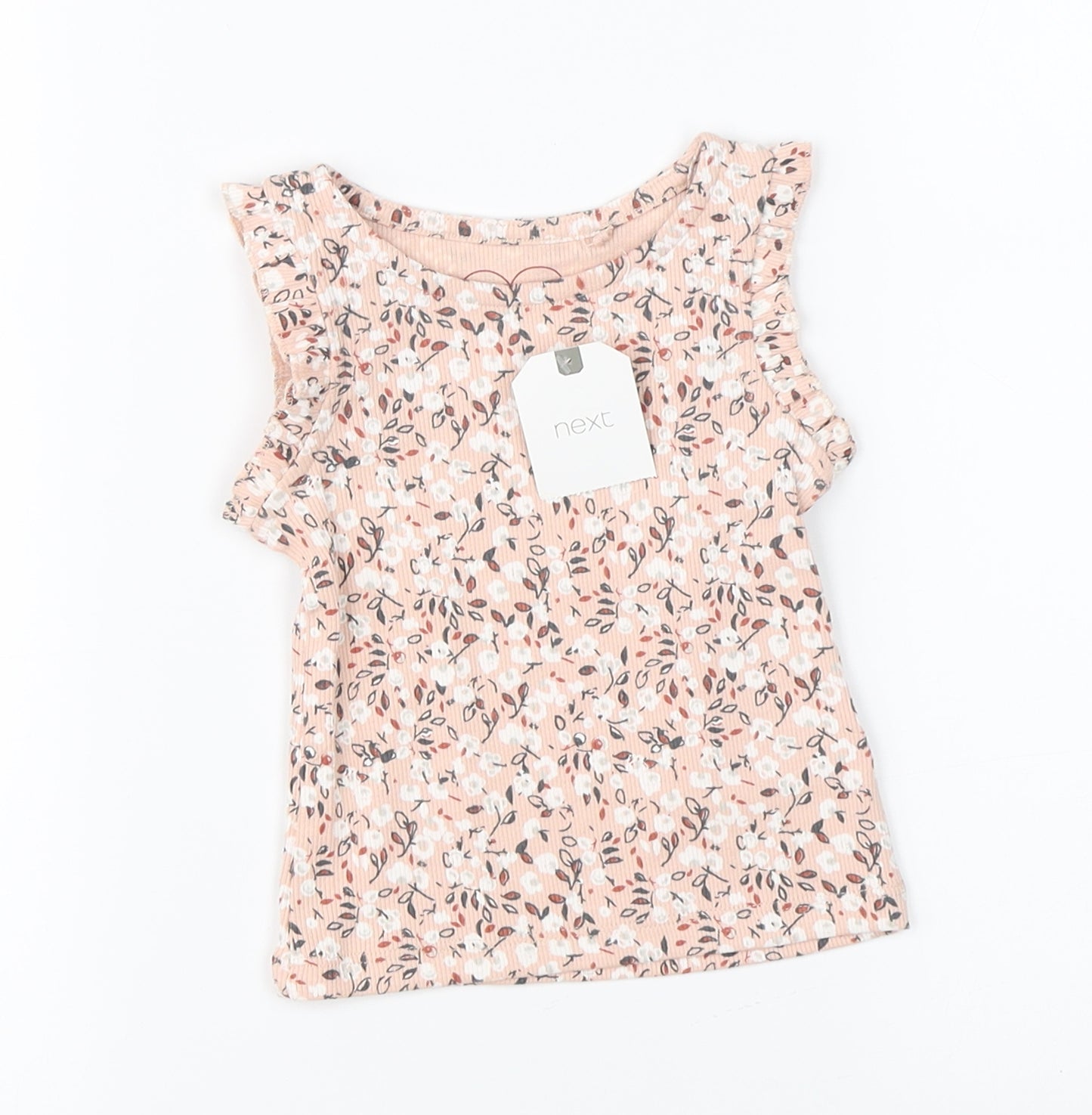 NEXT Girls Pink Floral  Basic T-Shirt Size 9-12 Months