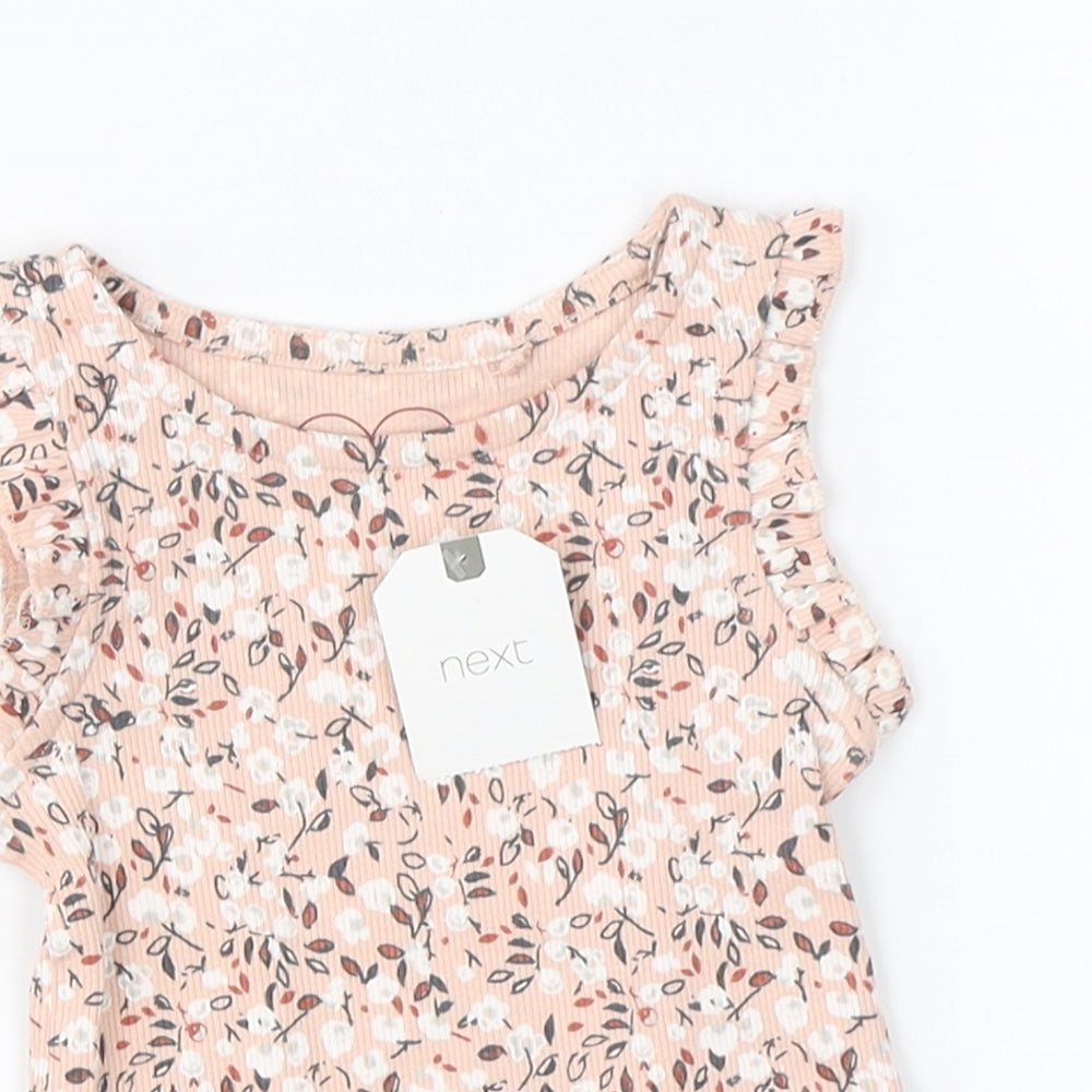 NEXT Girls Pink Floral  Basic T-Shirt Size 9-12 Months