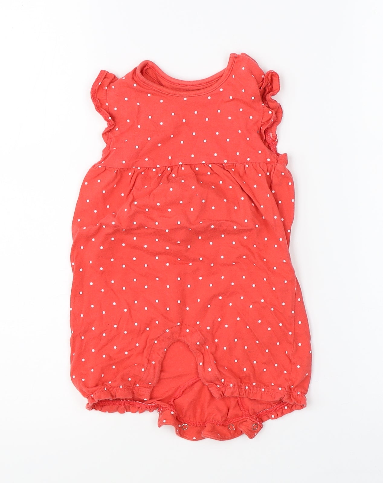 F&F Girls Red Polka Dot  Romper One-Piece Size 9-12 Months