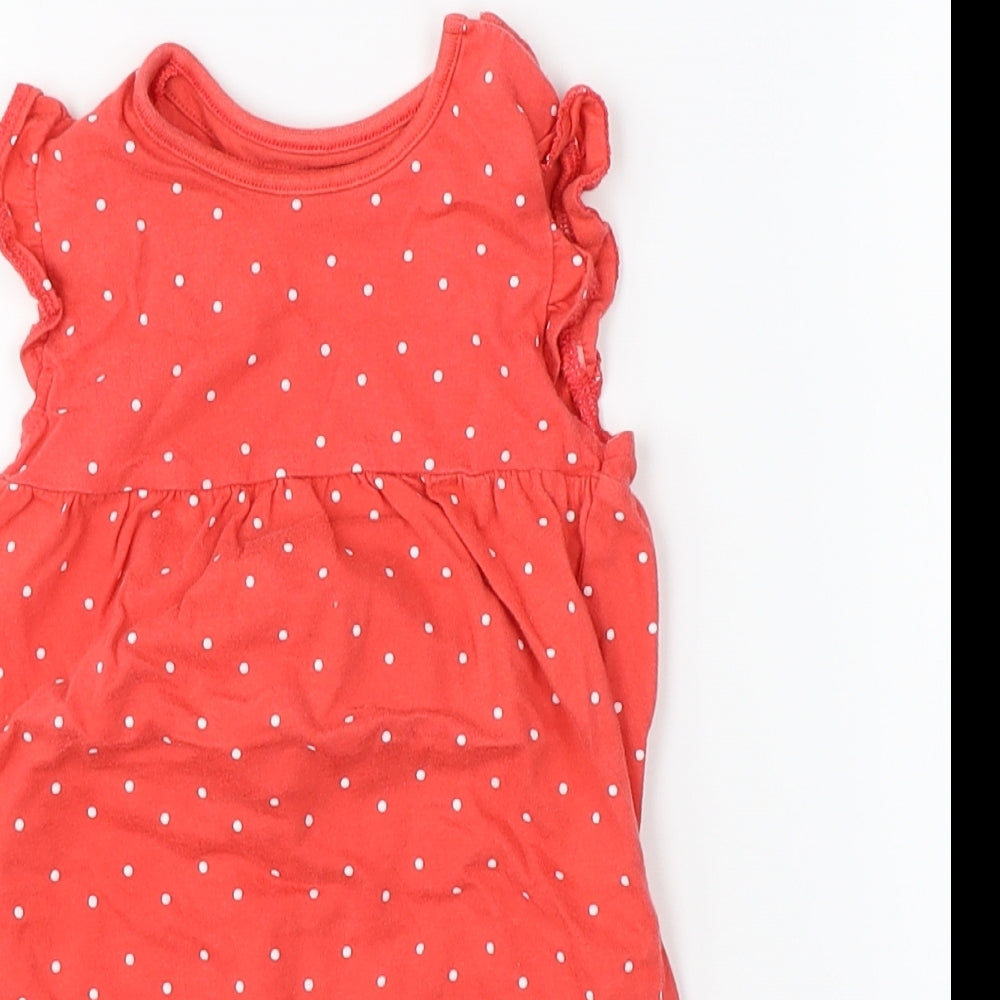 F&F Girls Red Polka Dot  Romper One-Piece Size 9-12 Months
